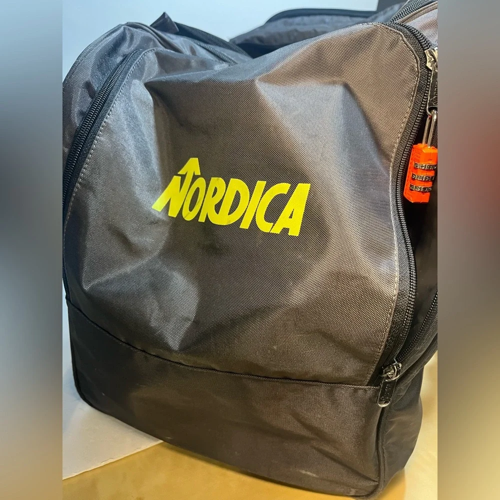 Nordica Ski Boots Duffle Bag Black 25” X 18” X 14” Large Travel Vintage